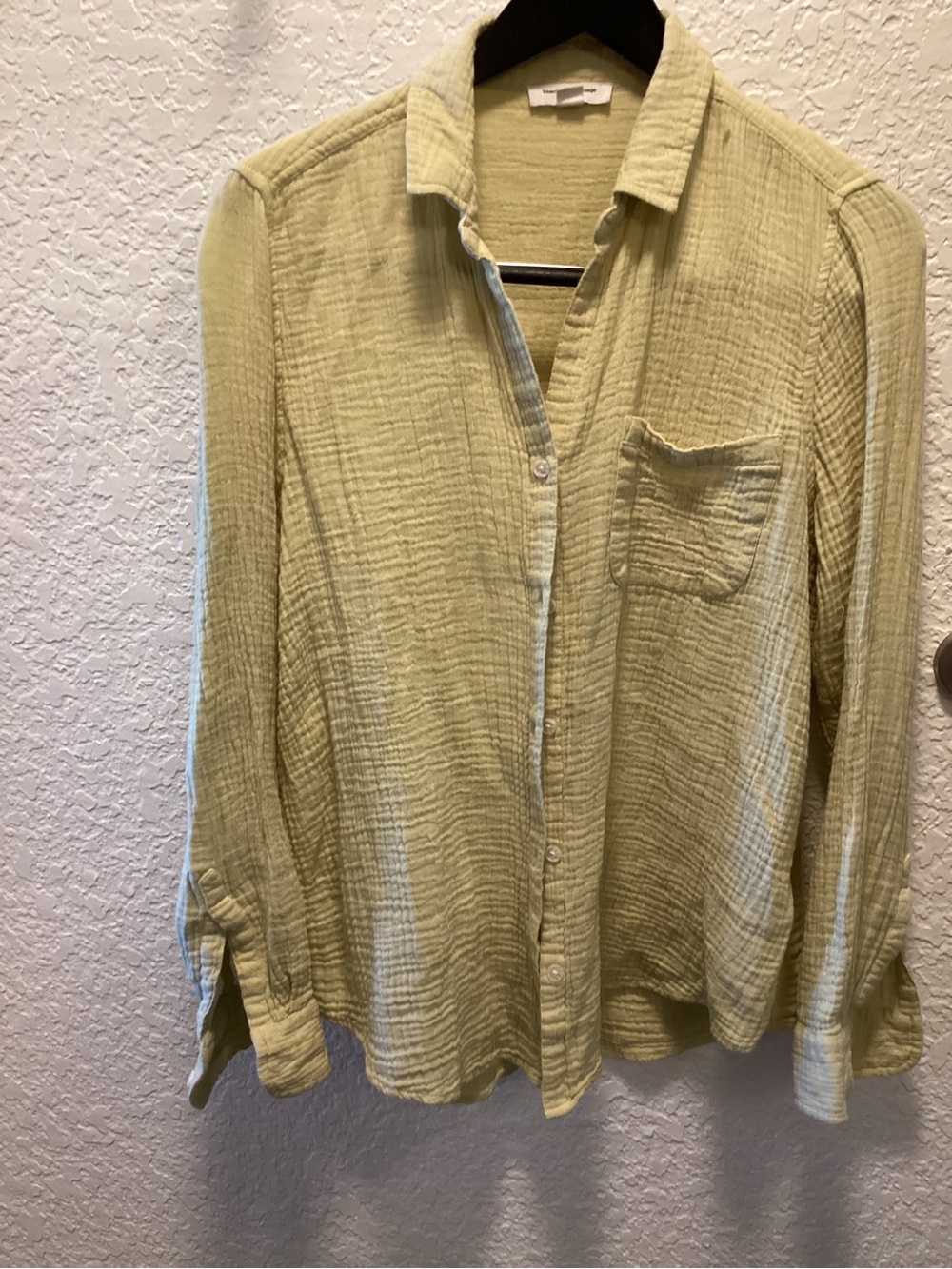 beachlunchlounge Pale Green Gauze Button-Up Blouse